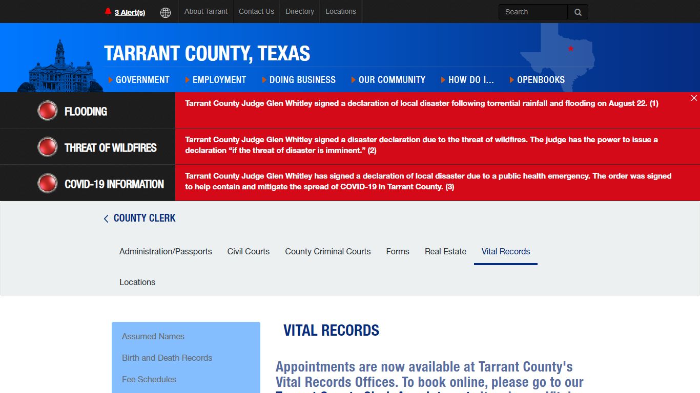 Vital Records - Tarrant County TX